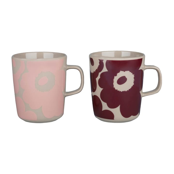 Unikko mug 2.5 dl 2 pack, Terra-dark wine-red-powder Marimekko