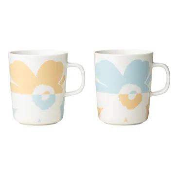 Unikko mug 2.5 dl 2 pack - White-beige-aqua - Marimekko