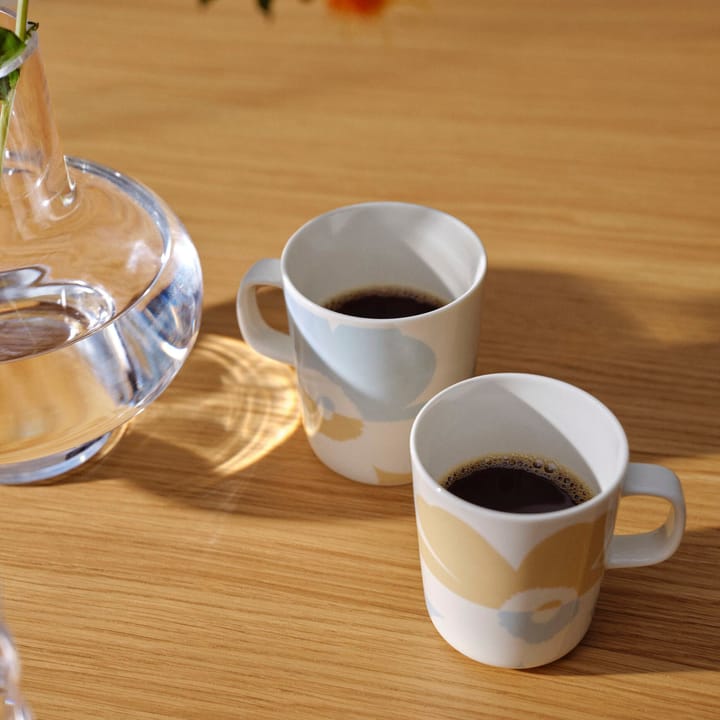 Unikko mug 2.5 dl 2 pack, White-beige-aqua Marimekko