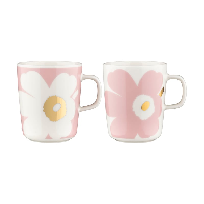 Marimekko Unikko mug 2.5 dl 2 pack White-Light pink-gold