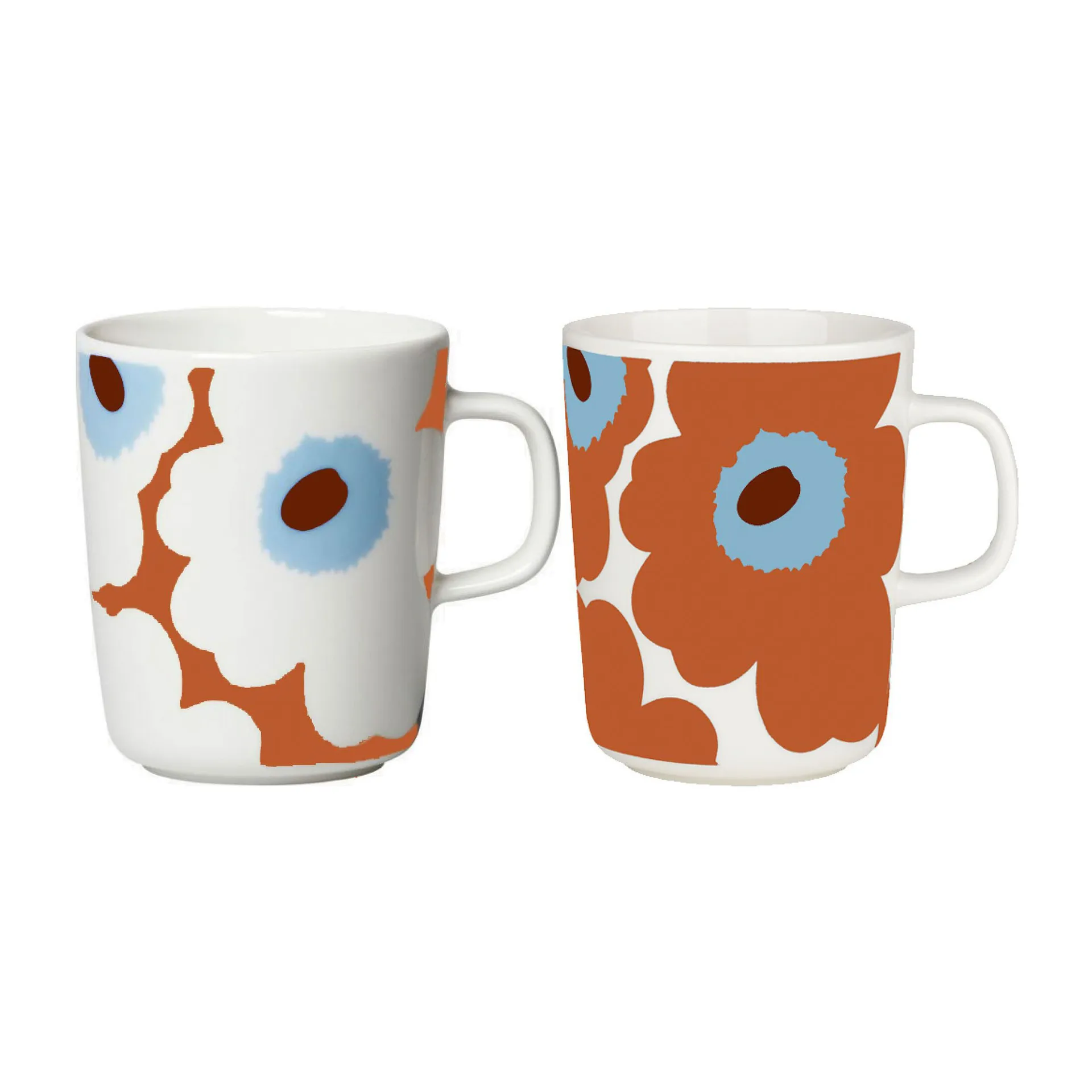 Unikko mug 2.5 dl 2 pack, White-tomato red-sky blue Marimekko