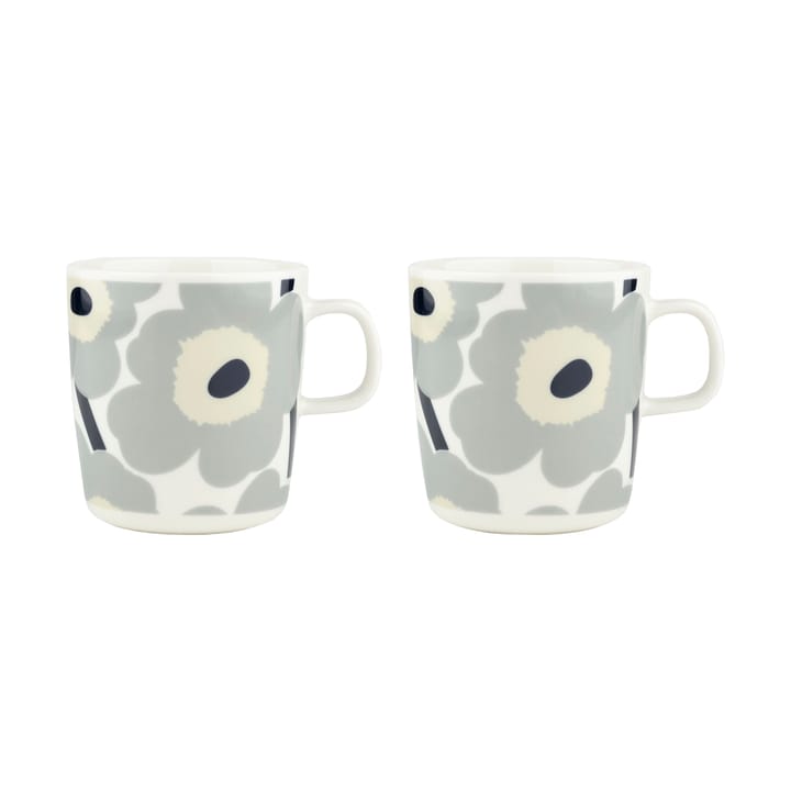 Unikko mug 40 cl 2-pack - White-light grey-sand-dark blue - Marimekko