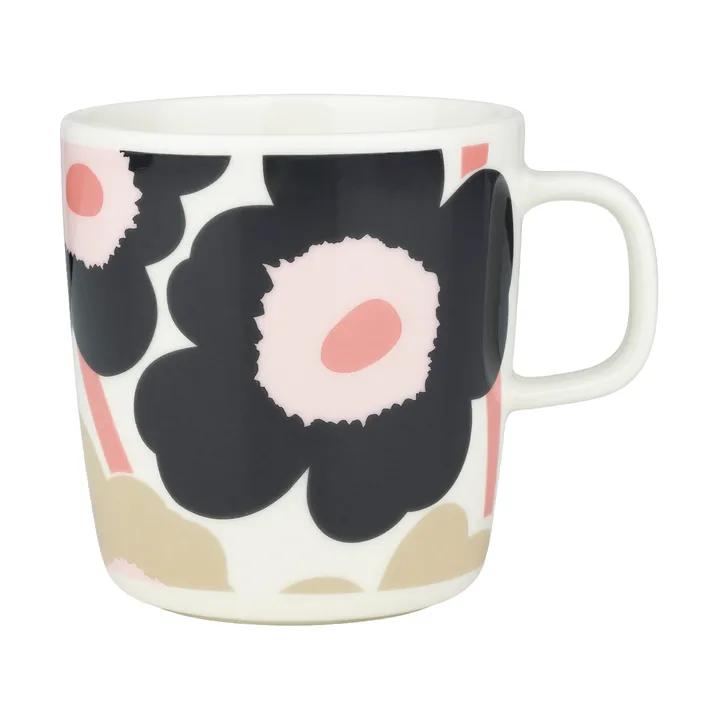 Unikko mug 40 cl - Off white-charcoal-sand-pink - Marimekko