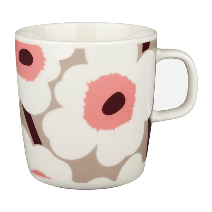 Unikko mug 40 cl, white, clay, powder, dark wine Marimekko