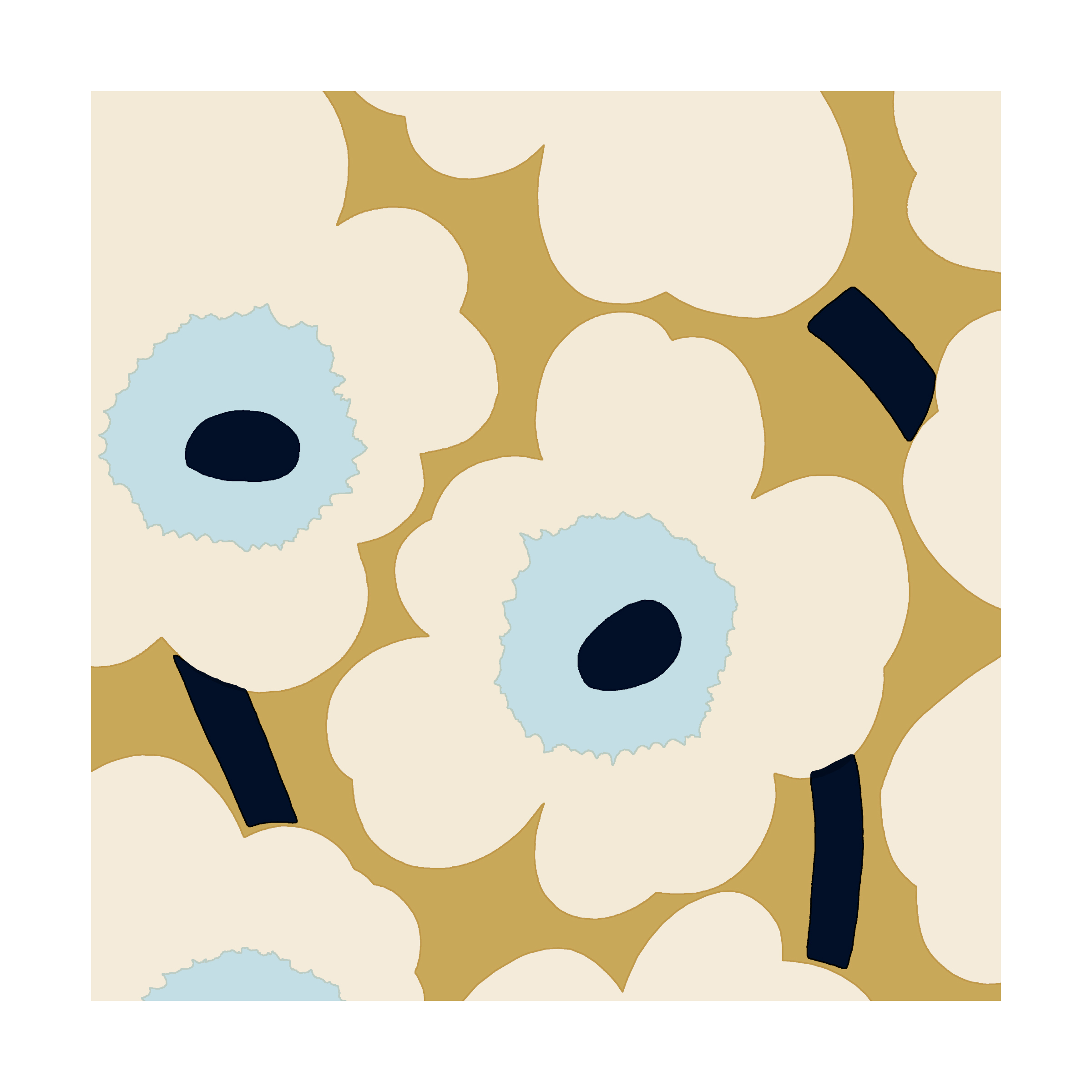 marimekko フラワーパターン デニム 26/28 marimekko フラワーパターン デニム 26/28