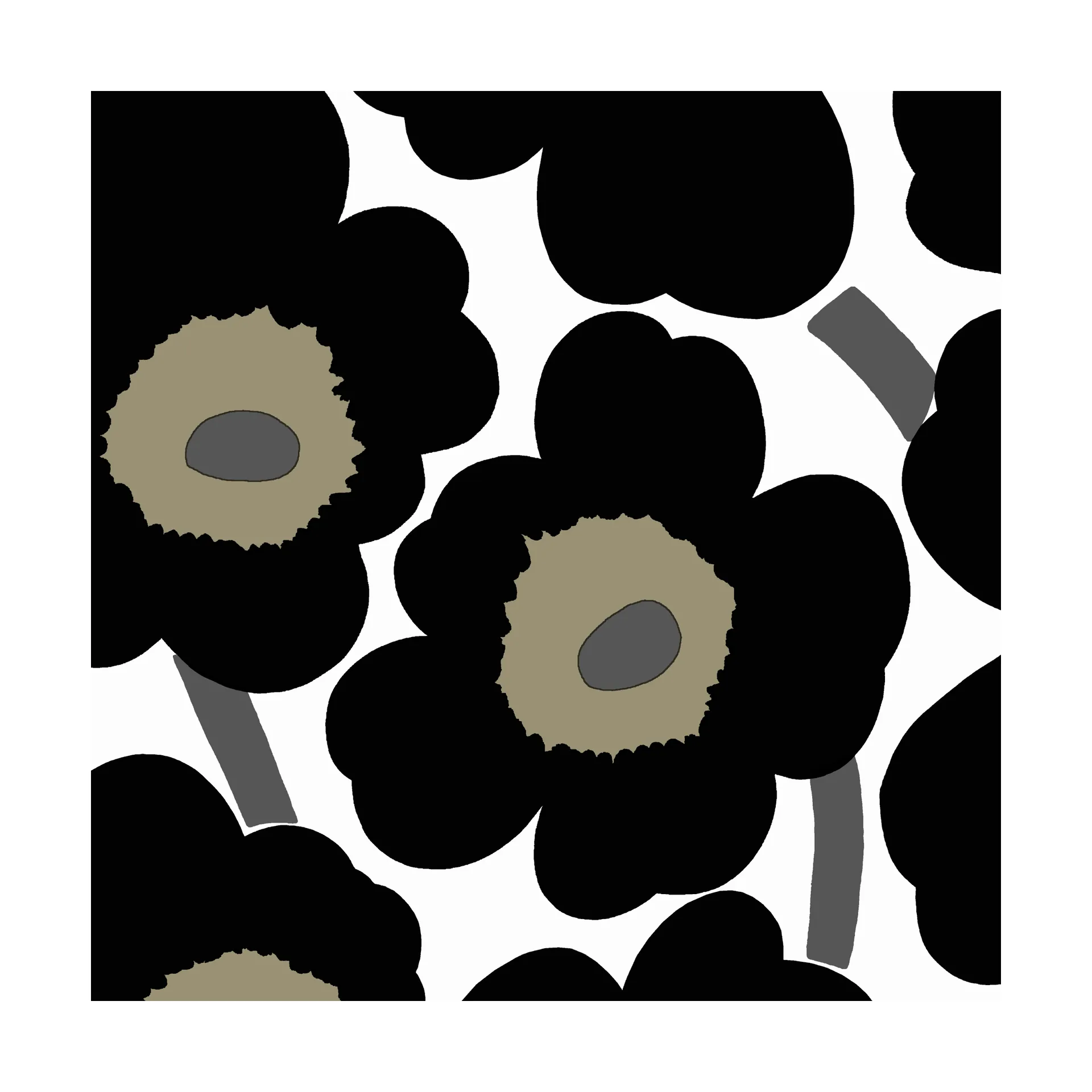 Unikko napkins 33x33 cm 20-pack, Black-White Marimekko