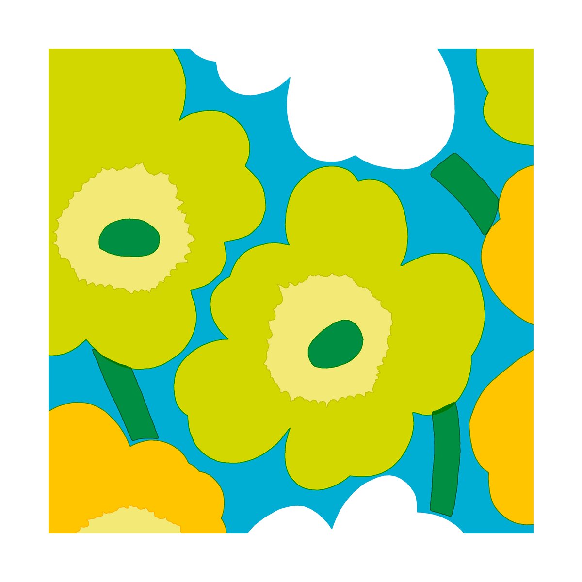 Marimekko Unikko napkins 33x33 cm 20-pack Blue-Green