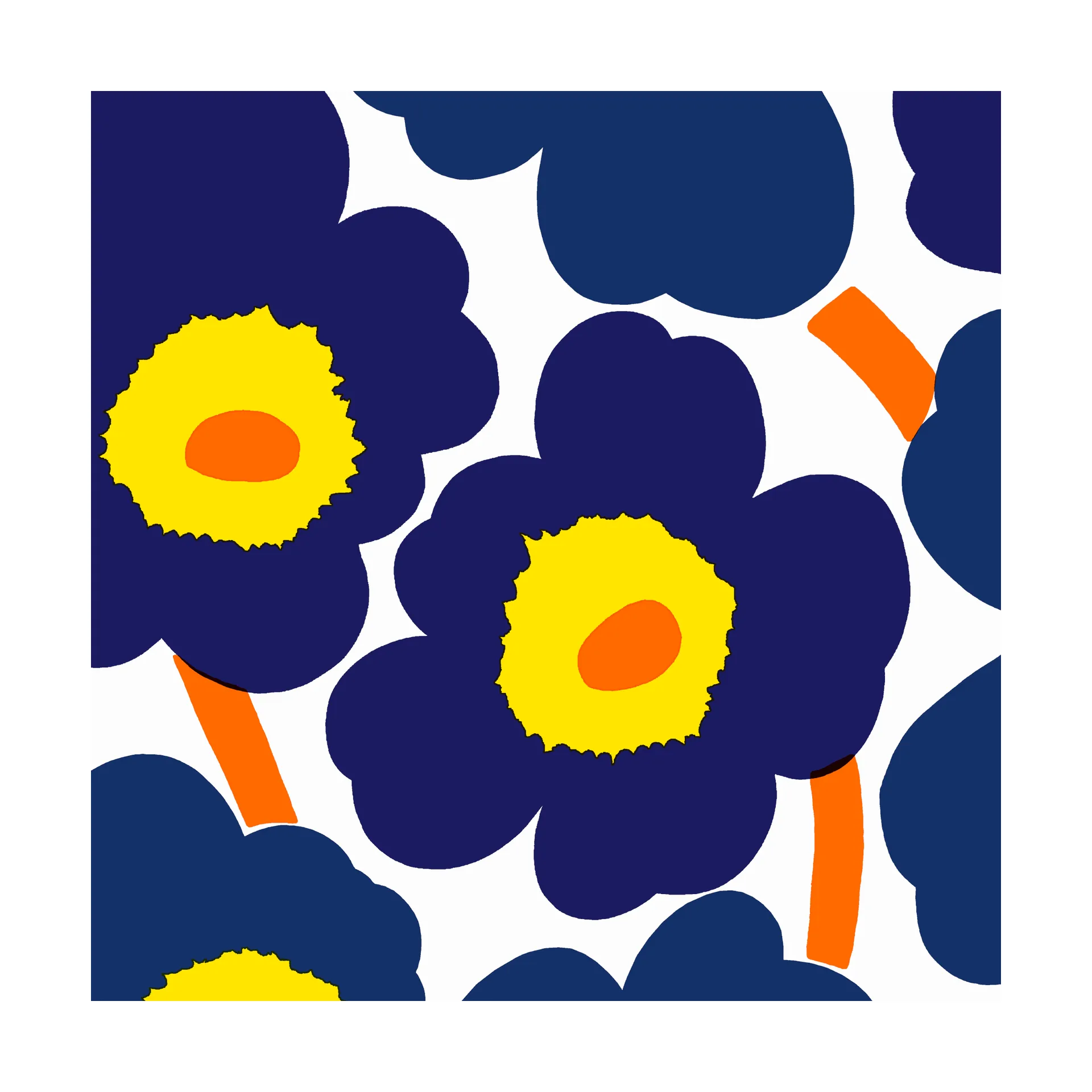 Unikko napkins 33x33 cm 20-pack, Blue-Yellow Marimekko