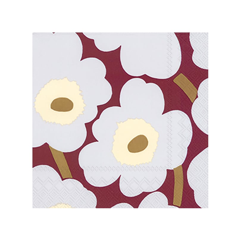 Marimekko Unikko napkins 33x33 cm 20-pack bordeaux | Scandinavian Design | Paper napkins | Red
