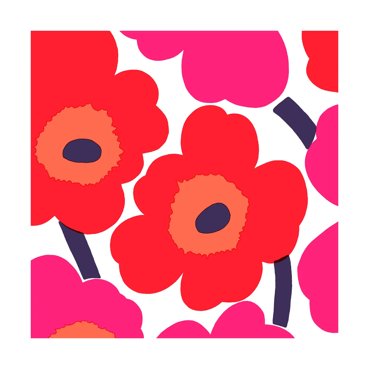 Marimekko Unikko napkins 33x33 cm 20-pack Red | Scandinavian Design | Paper napkins | Red