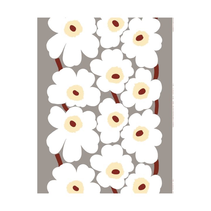 Unikko oilcloth - L. grey, white, d. red, butter - Marimekko