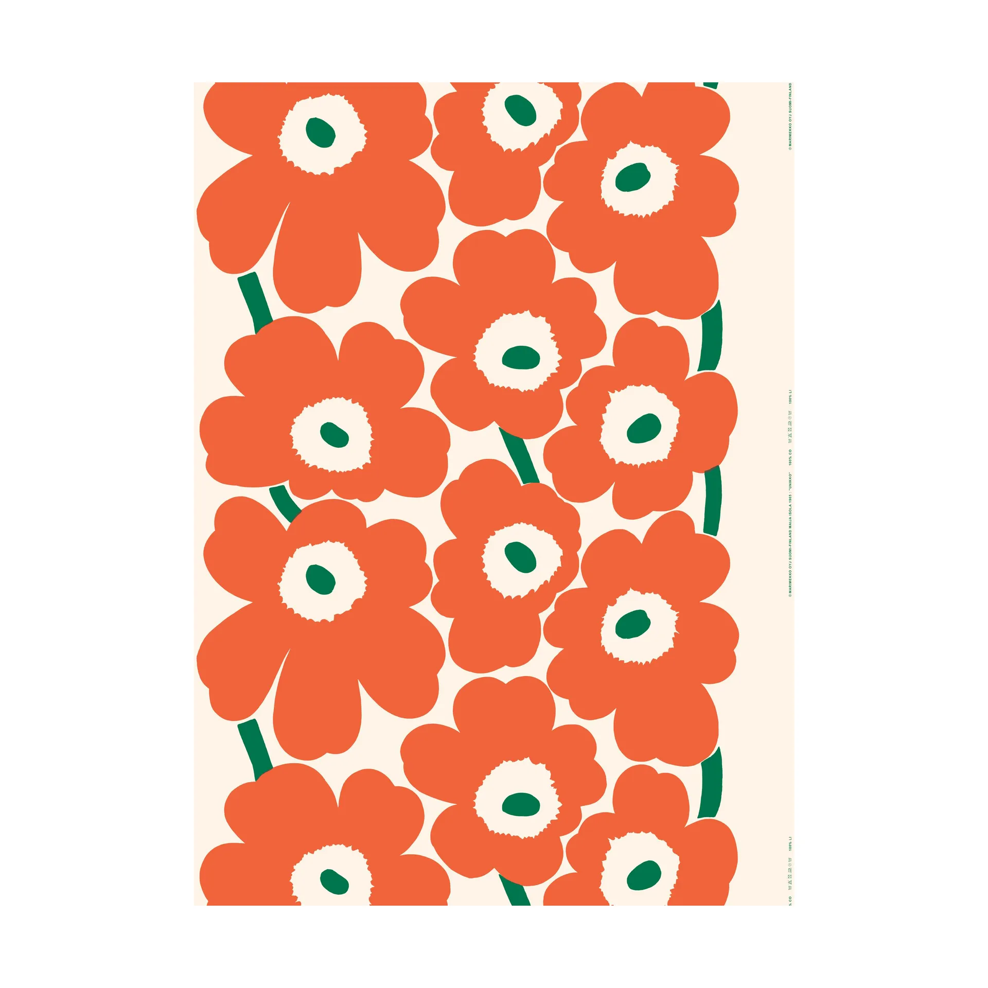 Unikko Outdoor fabric, Off white-orange-green Marimekko
