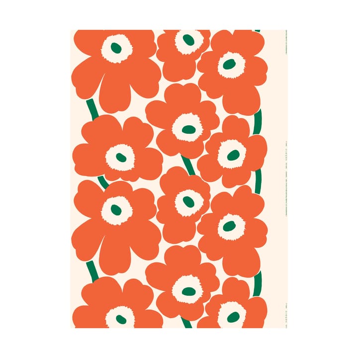 Unikko Outdoor fabric, Off white-orange-green Marimekko