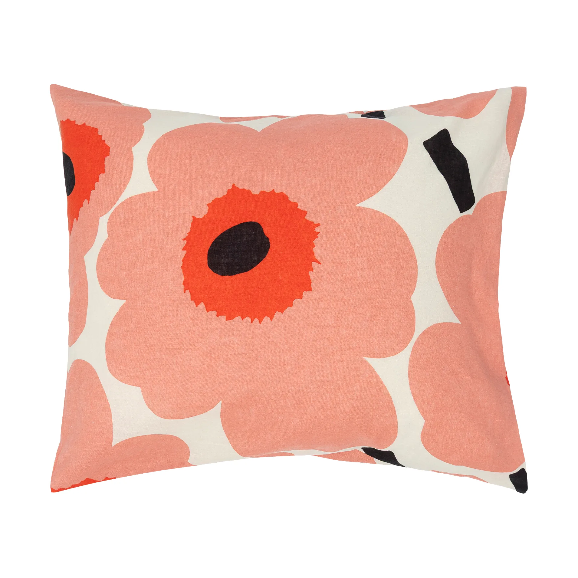 Unikko pillowcase 50x60 cm, Off white-coral-orange red-charcoal Marimekko