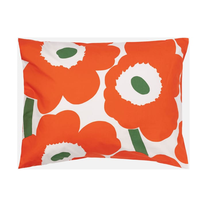 Unikko pillowcase 50x60 cm - Off white-orange-green - Marimekko