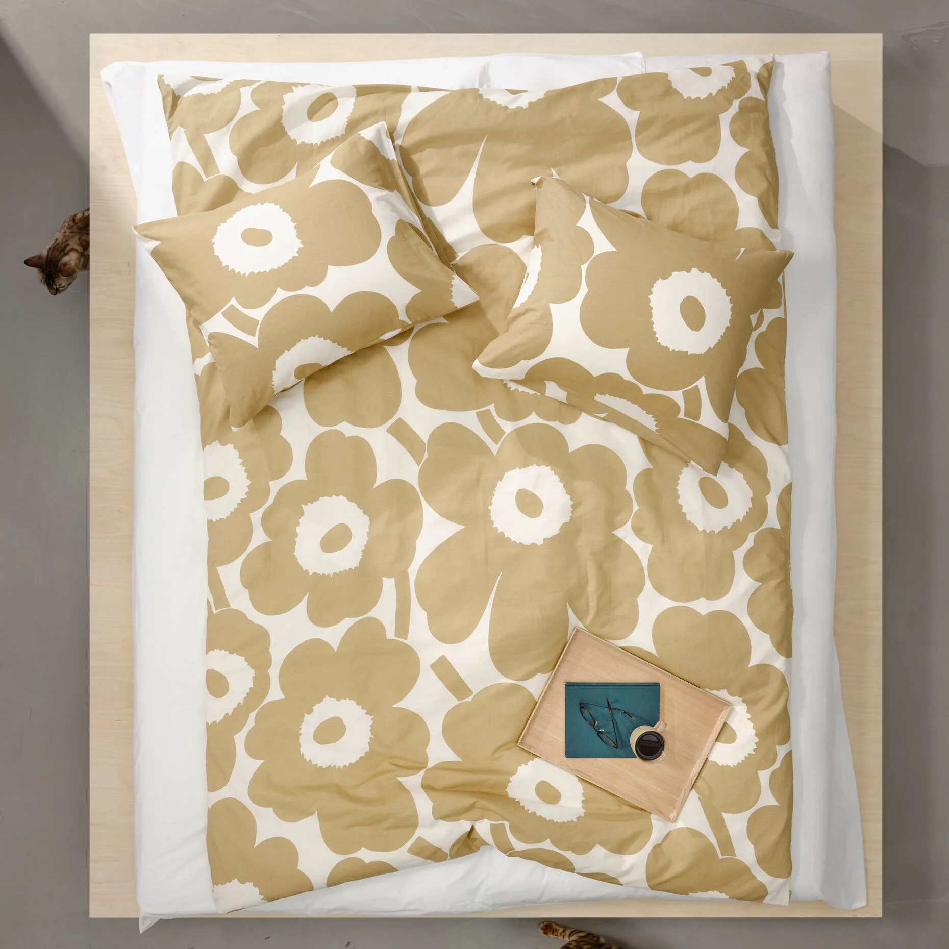 Unikko pillowcase cotton-hem 50x60 cm, Beige Marimekko