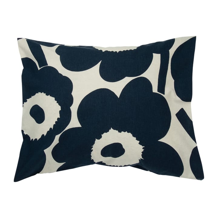 Unikko pillowcase cotton-linen 50x60 cm - natural white-dark blue - Marimekko