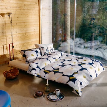 Unikko pillowcase cotton satine 50x60 cm - marine blue-light grey - Marimekko