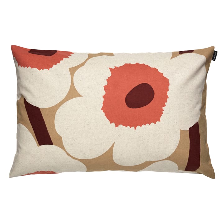 Unikko pillowcase linen-cotton 40x60 cm - Beige-orange-brown - Marimekko