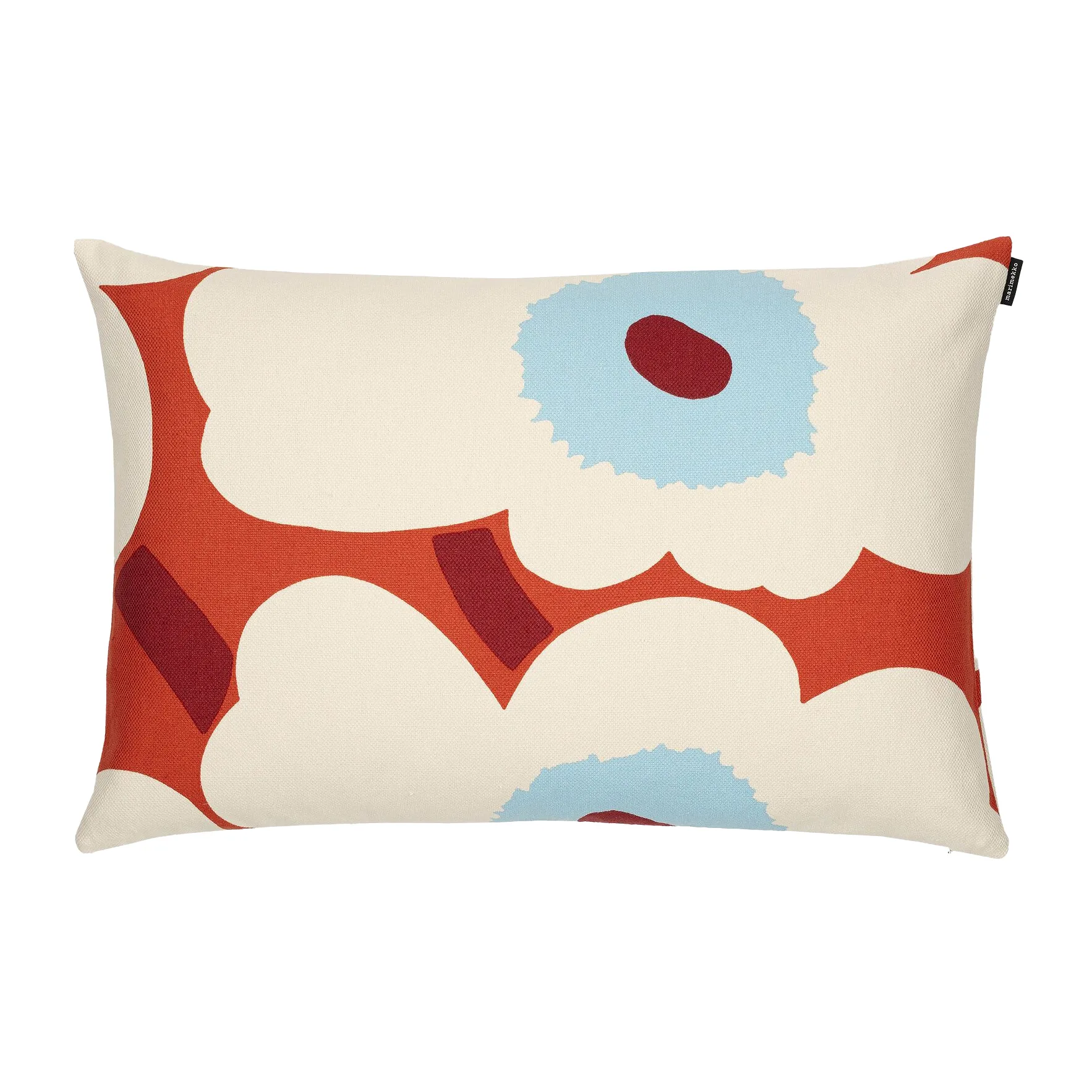 Unikko pillowcase linnen-cotton wool 40x60 cm, Orange-off white-light blue Marimekko