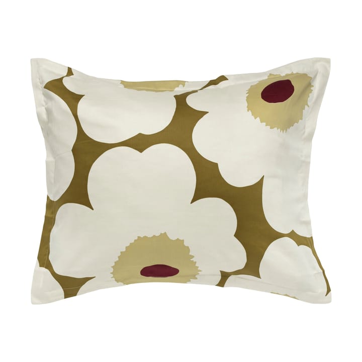 Unikko pillowcase satin 50x60 cm - Green umber-cream - Marimekko