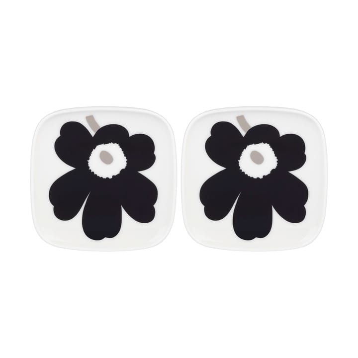 Unikko plate 10x10 cm 2 pack - White-coal-silver - Marimekko