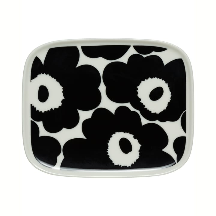 Unikko plate 12x15 cm - black and white - Marimekko