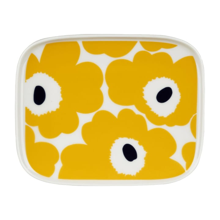 Unikko plate 12x15 cm - White-Yellow - Marimekko