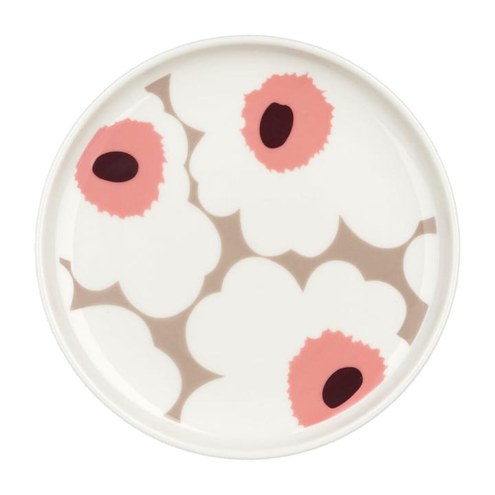 Unikko plate Ø13.5 cm, white, clay, powder, dark wine Marimekko
