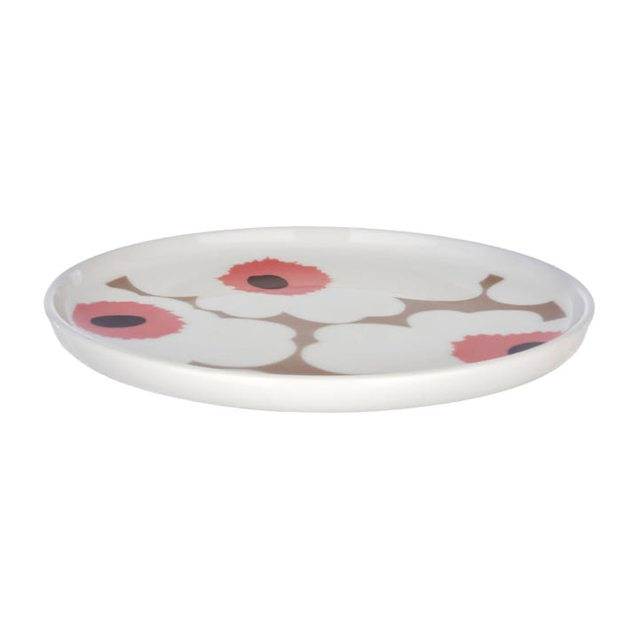 Unikko plate Ø13.5 cm, white, clay, powder, dark wine Marimekko