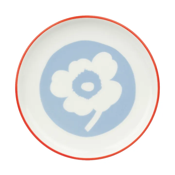 Unikko plate Ø13.5 cm - White-light blue-orange red - Marimekko