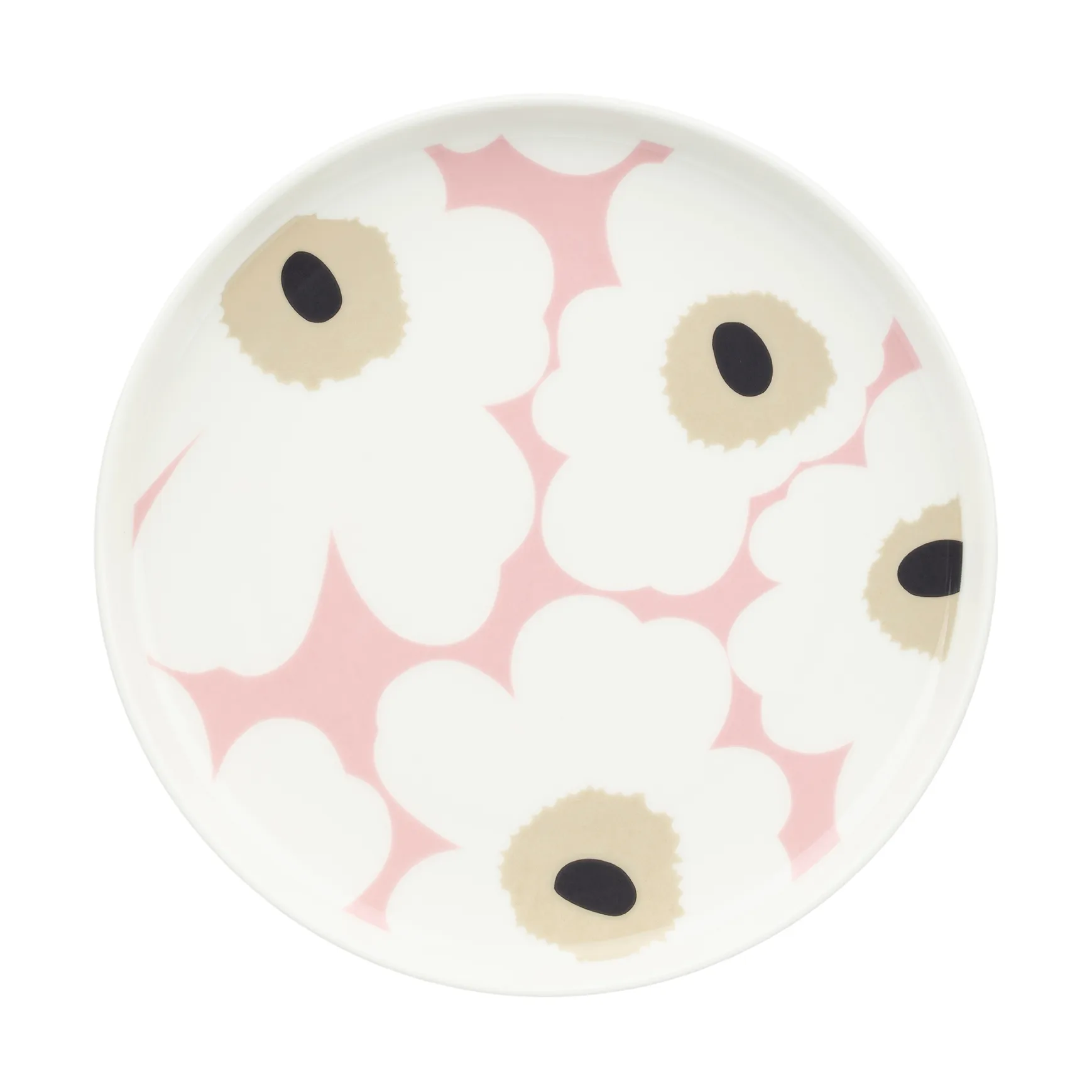 Unikko plate 20 cm, Off white-pink-sand-charcoal Marimekko