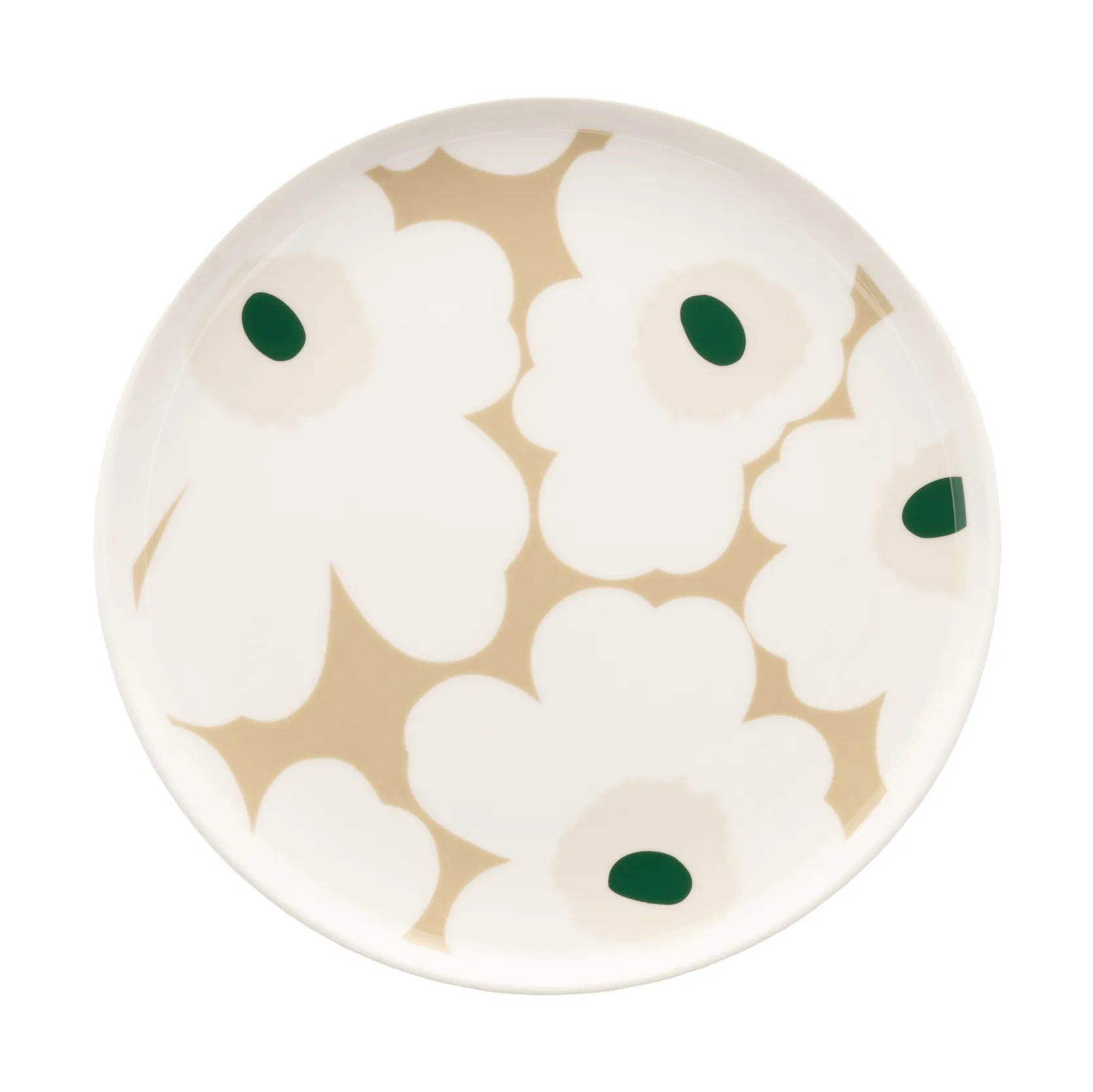 Unikko plate 20 cm, White-beige-light sand-dark green Marimekko