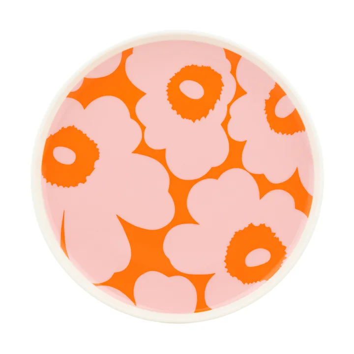 Unikko plate 20 cm - White-pink-orange - Marimekko
