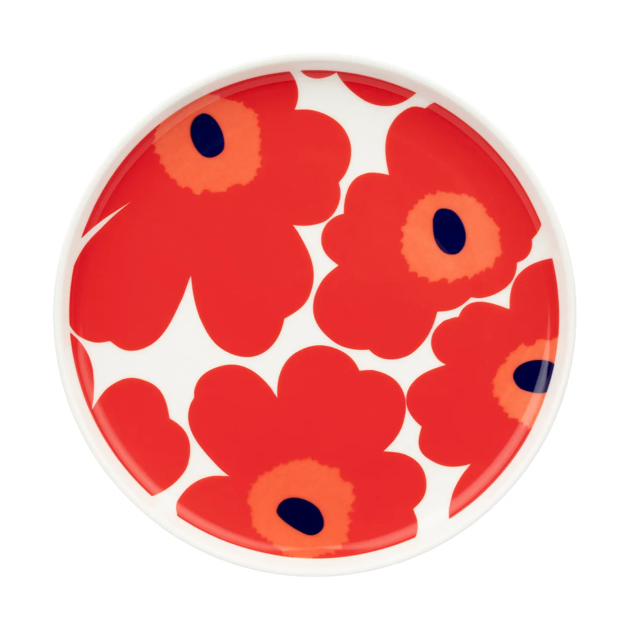 Marimekko Unikko plate 20 cm White-red-blue | Scandinavian Design | Dinner plates | Red