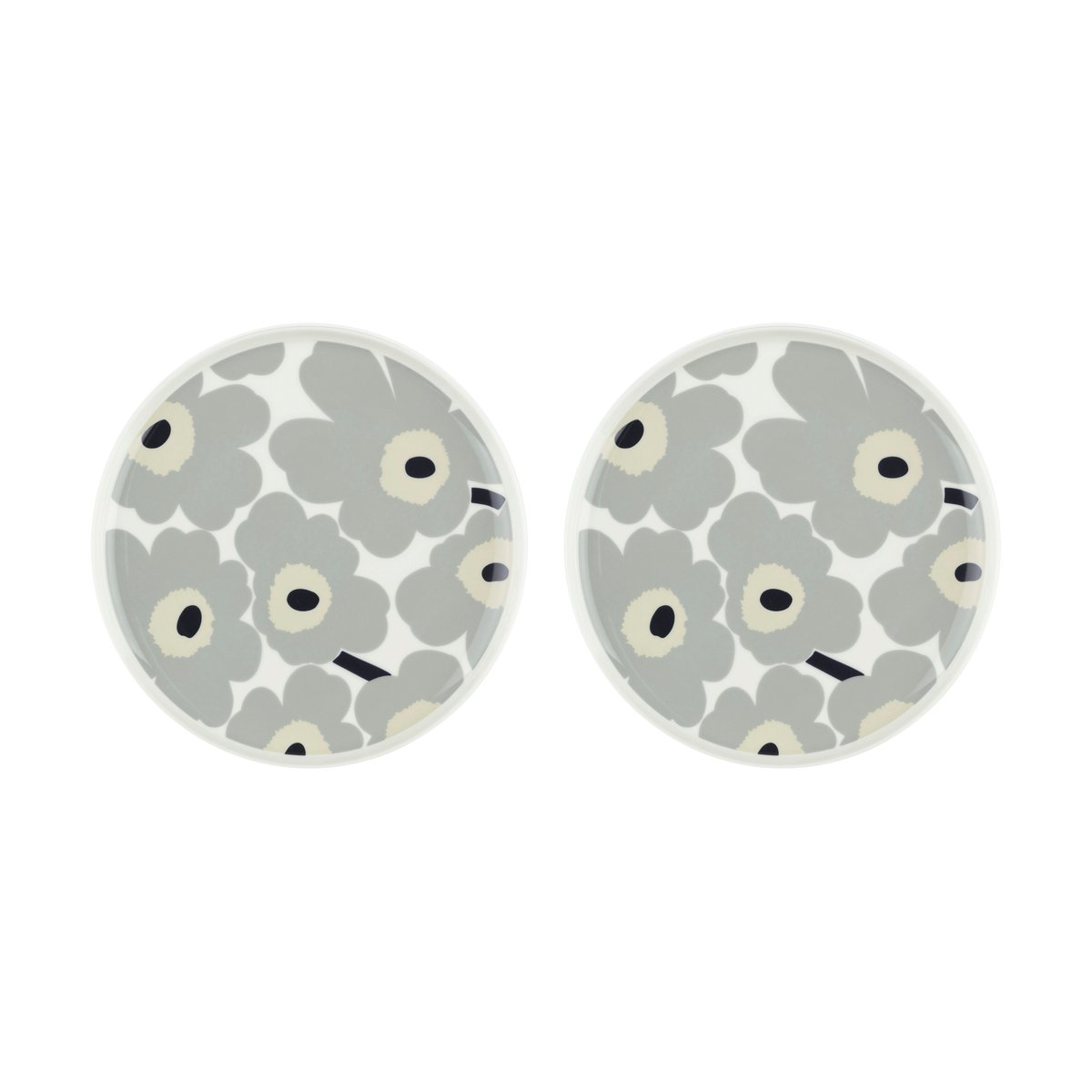 Marimekko Unikko plate o25 cm 2-pack White-light grey-sand-dark blue