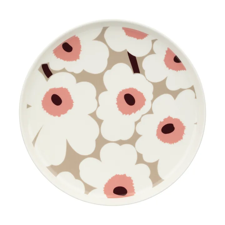 Unikko plate Ø25 cm - White-clay-powder-dark wine - Marimekko
