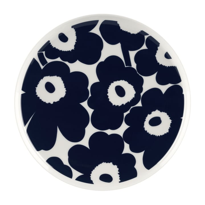 Unikko plate 25 cm - White-dark blue - Marimekko