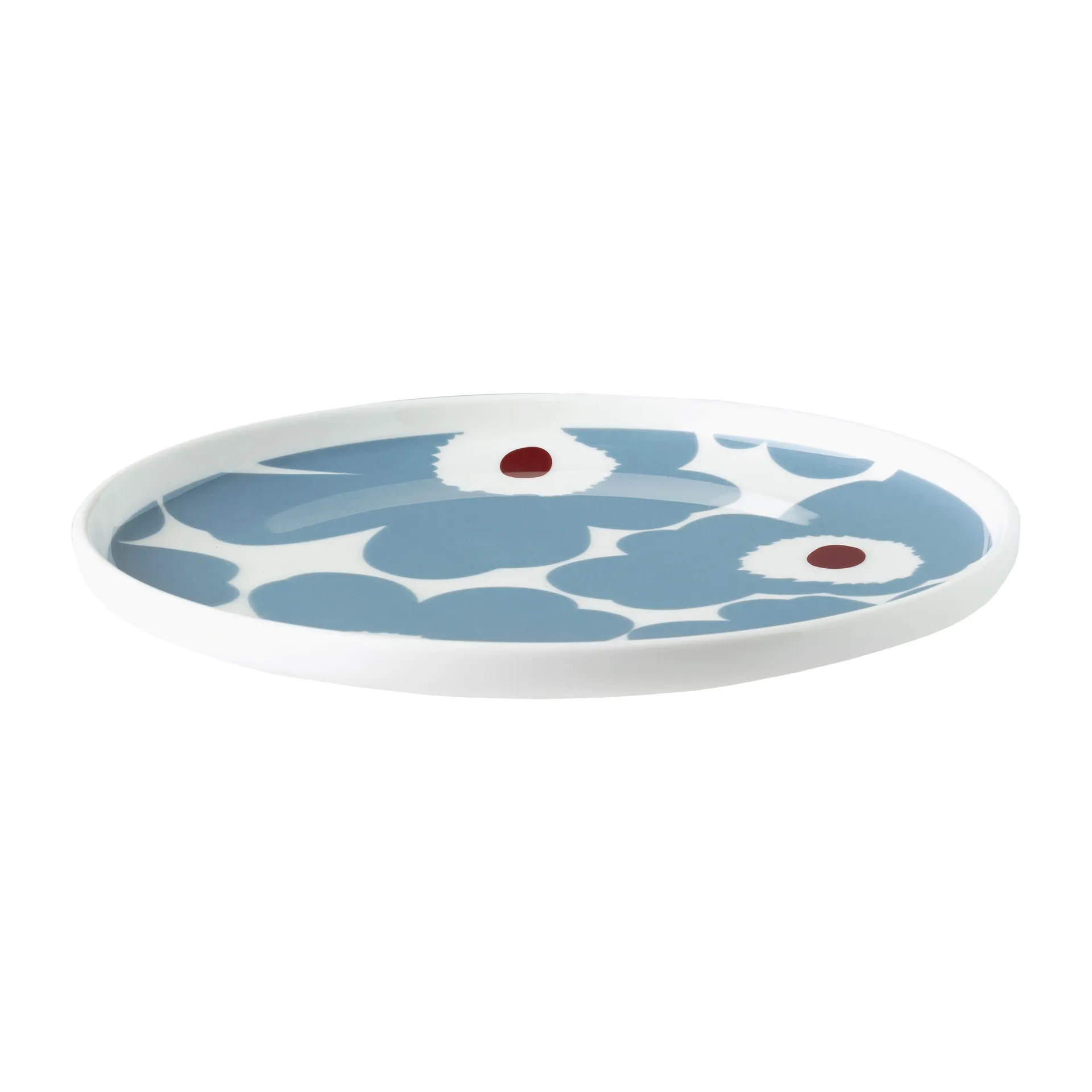 Unikko plate white-blue grey-wine red, Ø20 cm Marimekko