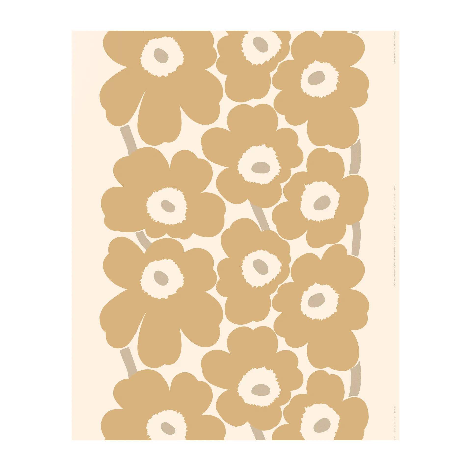 Unikko satin fabric, Beige Marimekko