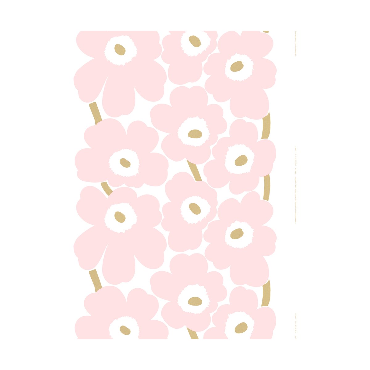 Marimekko Unikko satin fabric White-Light pink-gold