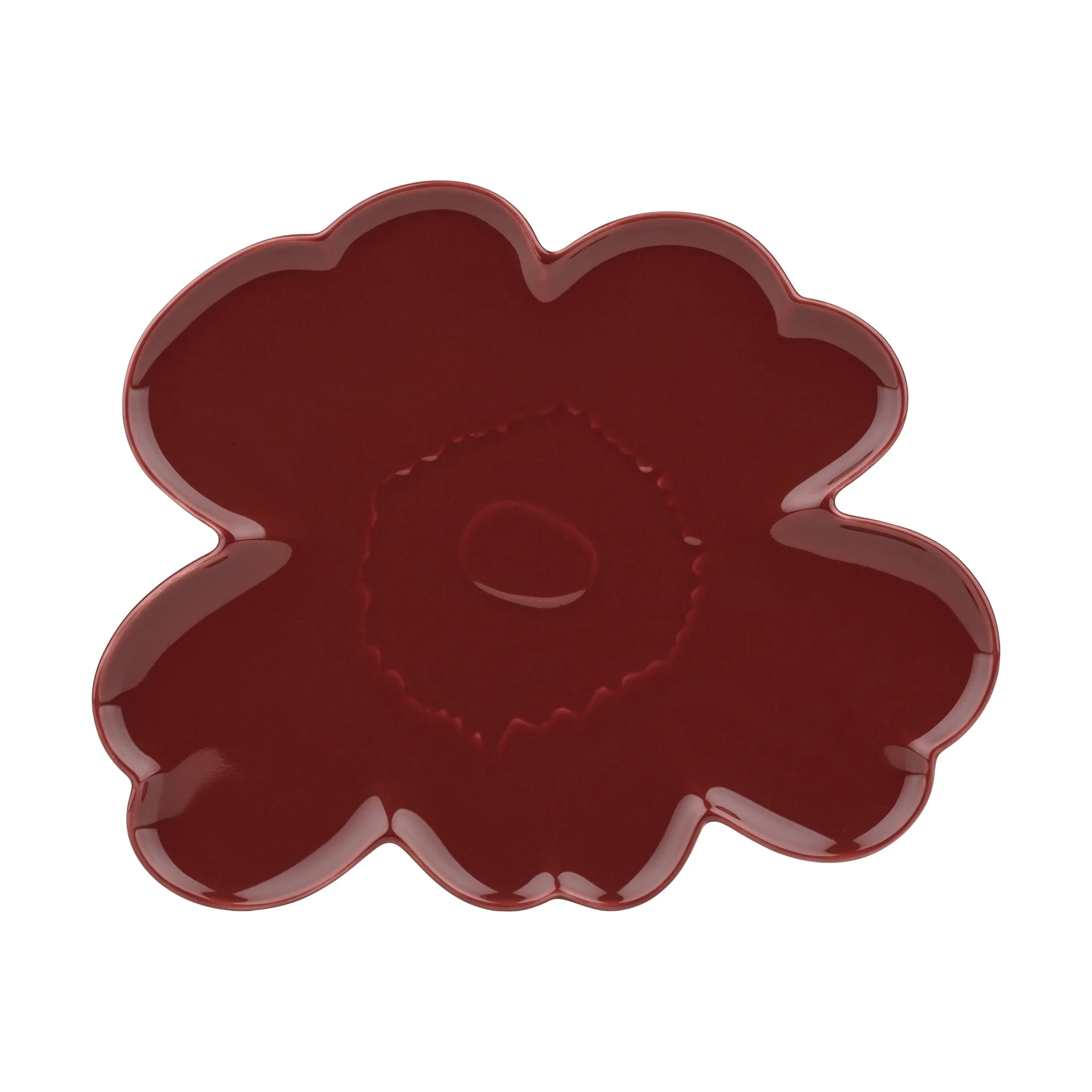 Unikko Shape platter 32 cm, Burgundy Marimekko