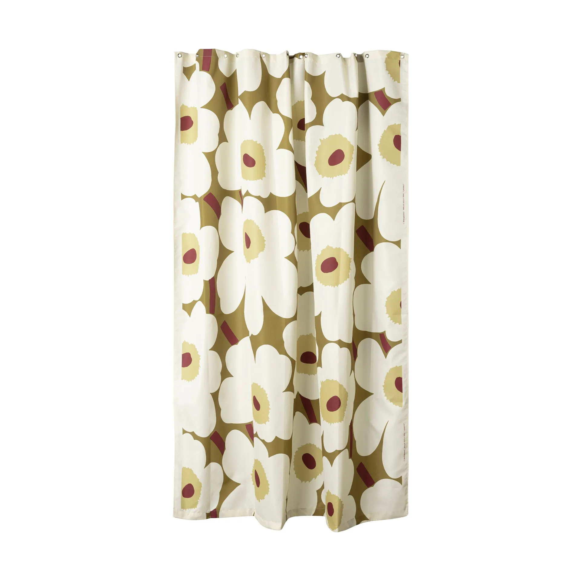 Unikko shower curtain, Green umber-cream Marimekko