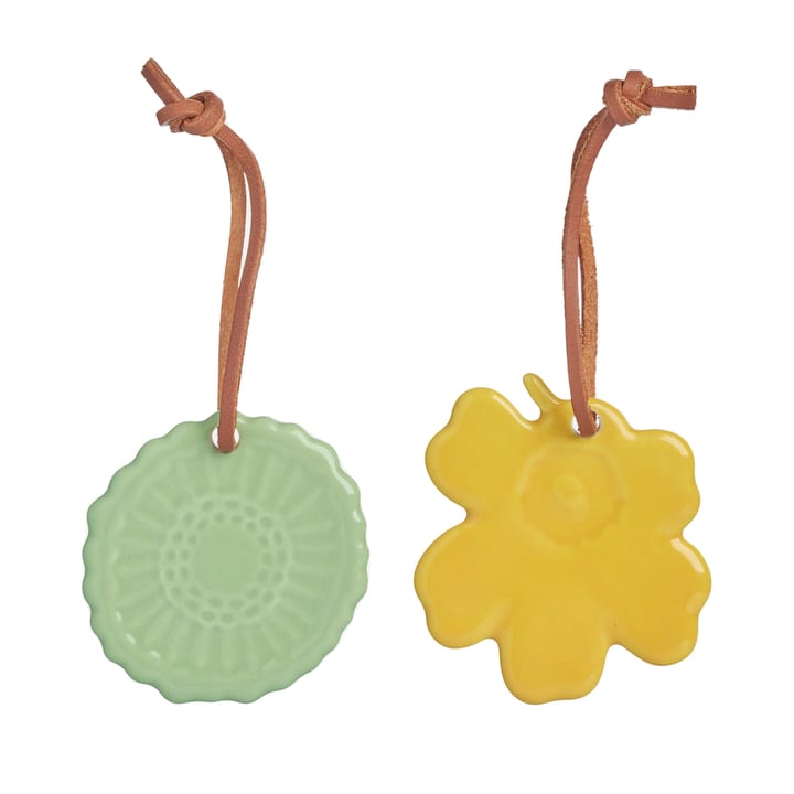 Unikko Siirtolapuutarha Easter decoration 2-pack - Yellow-mint - Marimekko