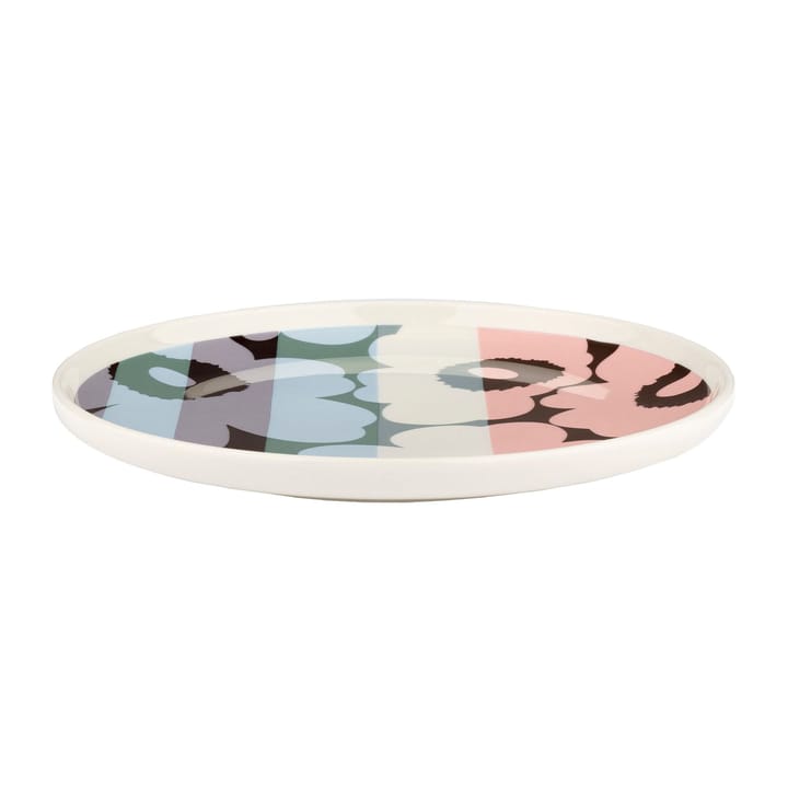 Unikko striped plate Ø20 cm, White-light sky-dusty pink Marimekko