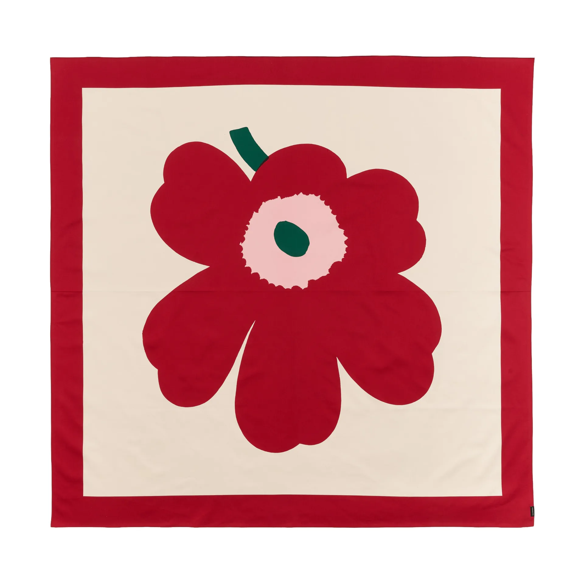 Unikko tablecloth, Off white-cranberry-rose, 140x140 cm Marimekko