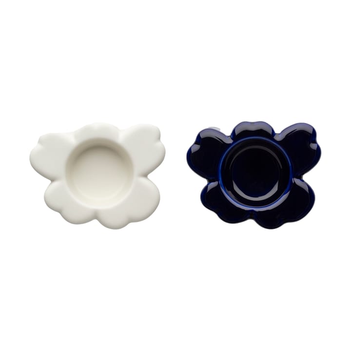 Unikko tealight holder 3x10 cm 2 pieces, Cobalt-white Marimekko