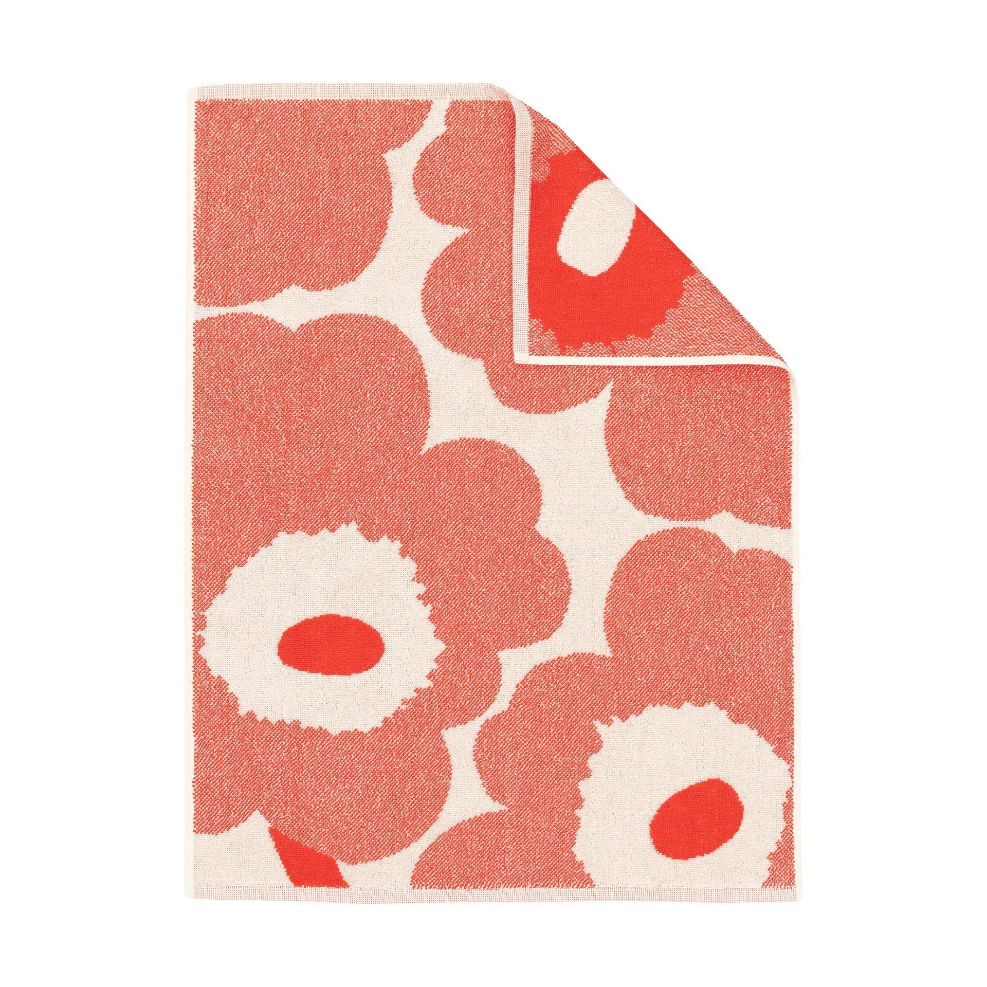 Unikko towel 50x70 cm, Off white-orange red Marimekko
