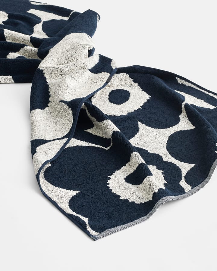 Unikko towel natural white-dark blue, 70x150 cm Marimekko