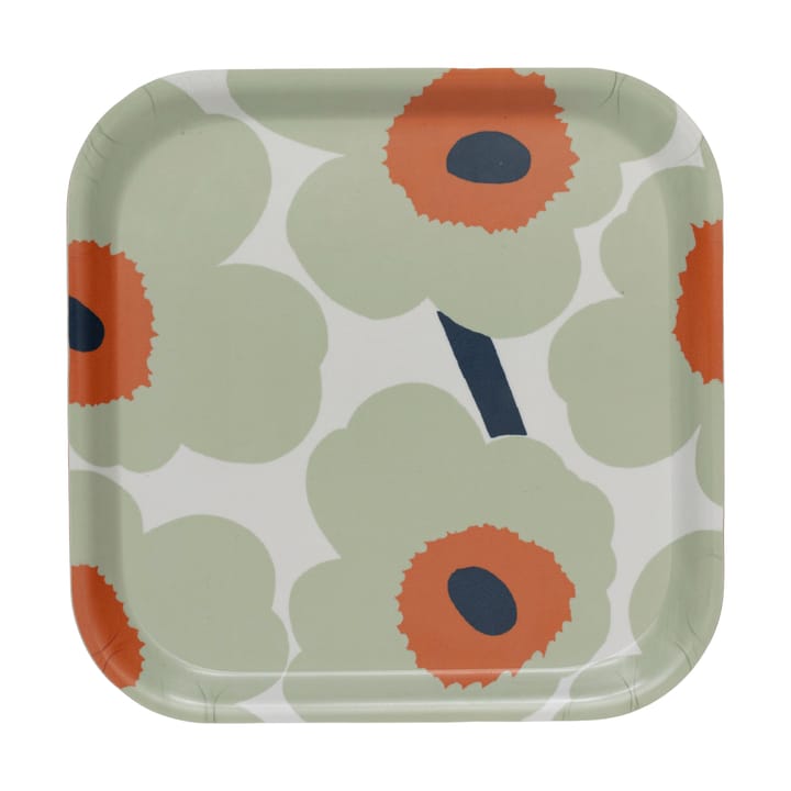 Unikko tray 20x20 cm - Off white-sage-orange - Marimekko